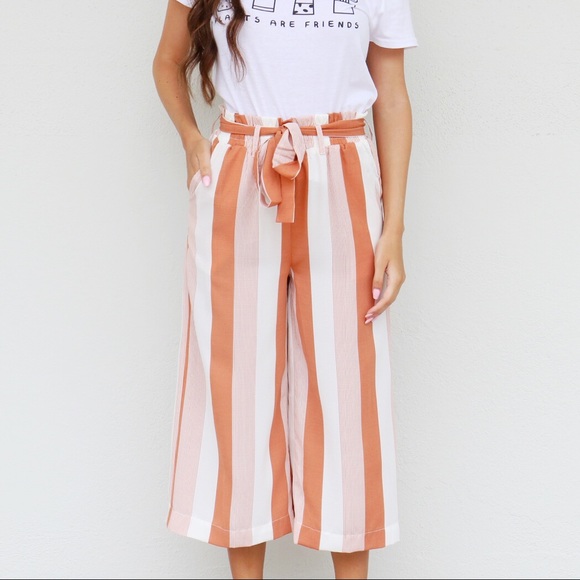 apricot striped pants - Picture 2 of 5